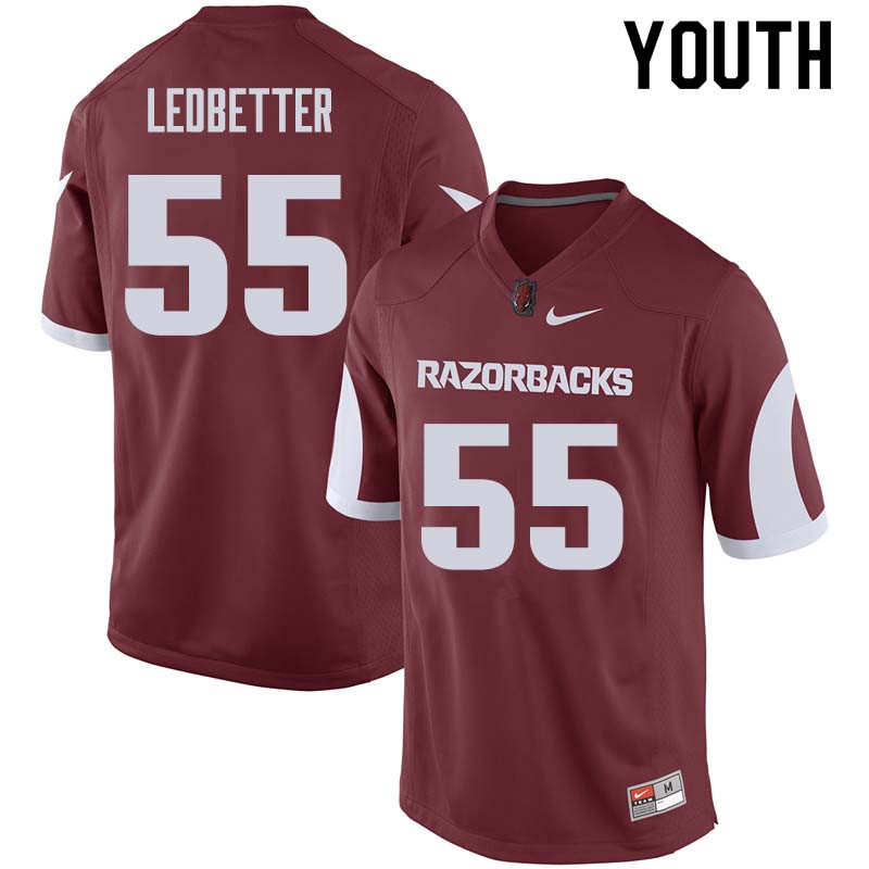Youth #55 Jeremiah Ledbetter Arkansas Razorback College Football Jerseys Sale-Cardinal